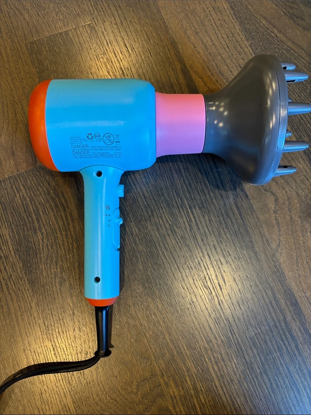 Wavytalk Kids Hair Dryer with Diffuser - Blue/Pink/Orange